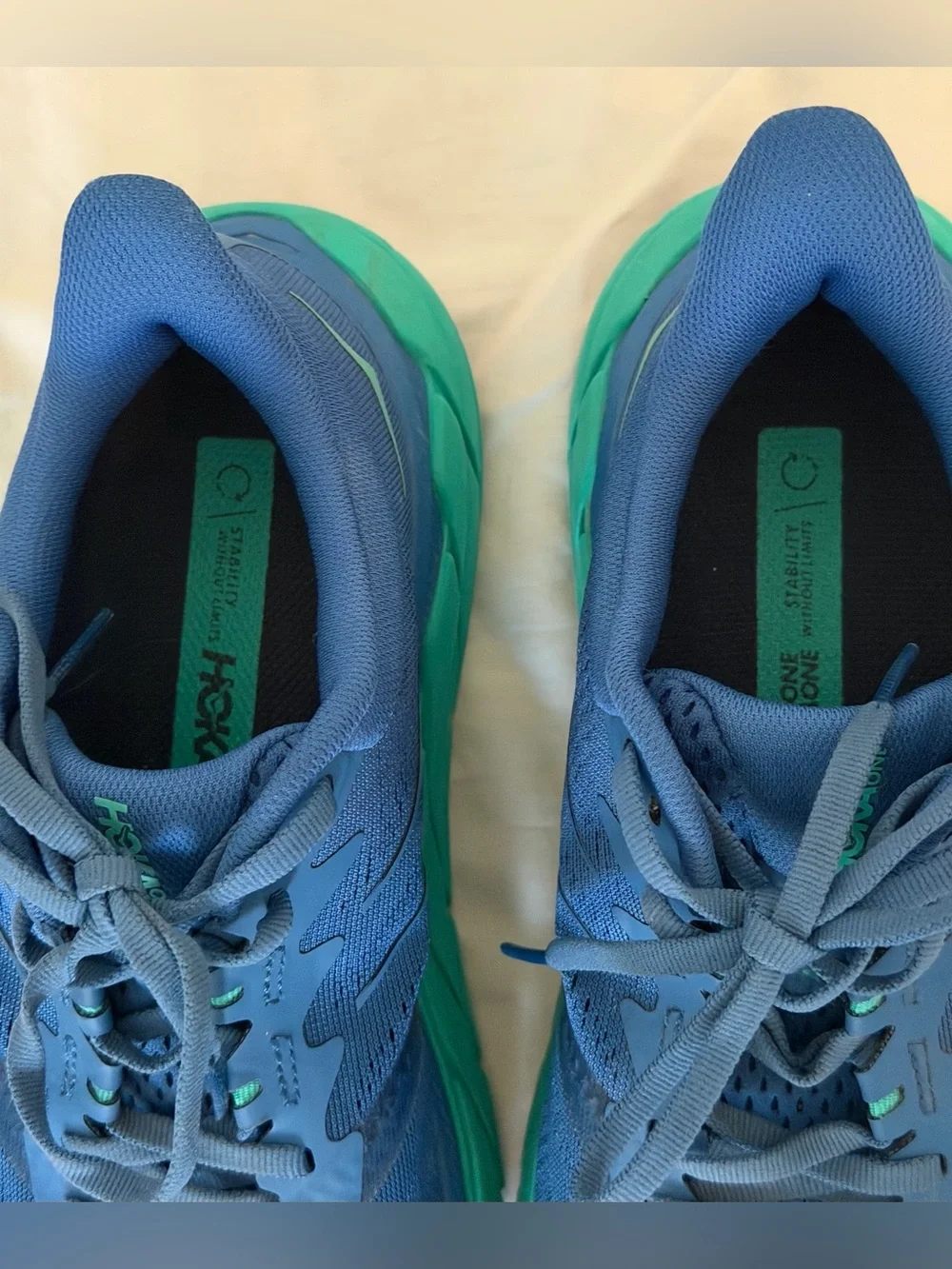 Hoka One One Blue Teal Running Shoes with Pink Accents